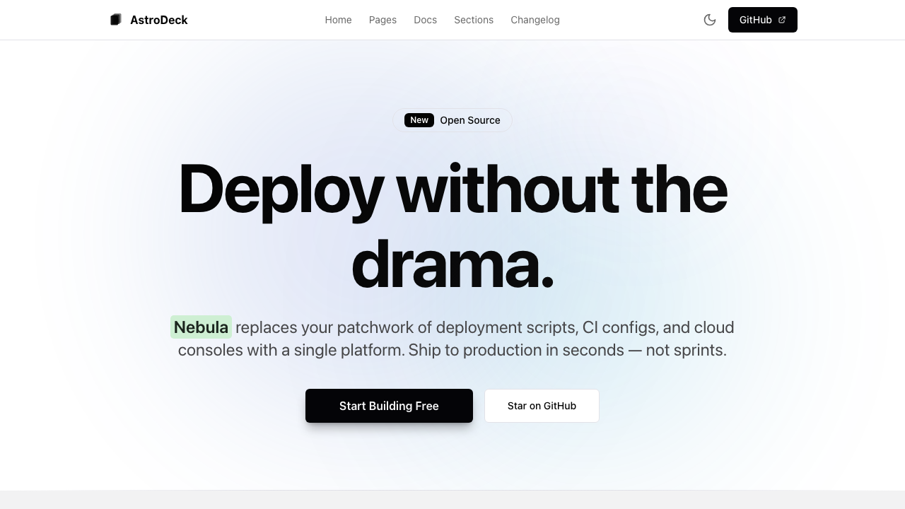 Startup / Product Launch page preview